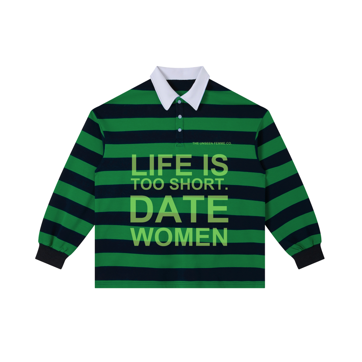 LIFE IS TOO SHORT DATE WOMEN Stripe Polo Shirt