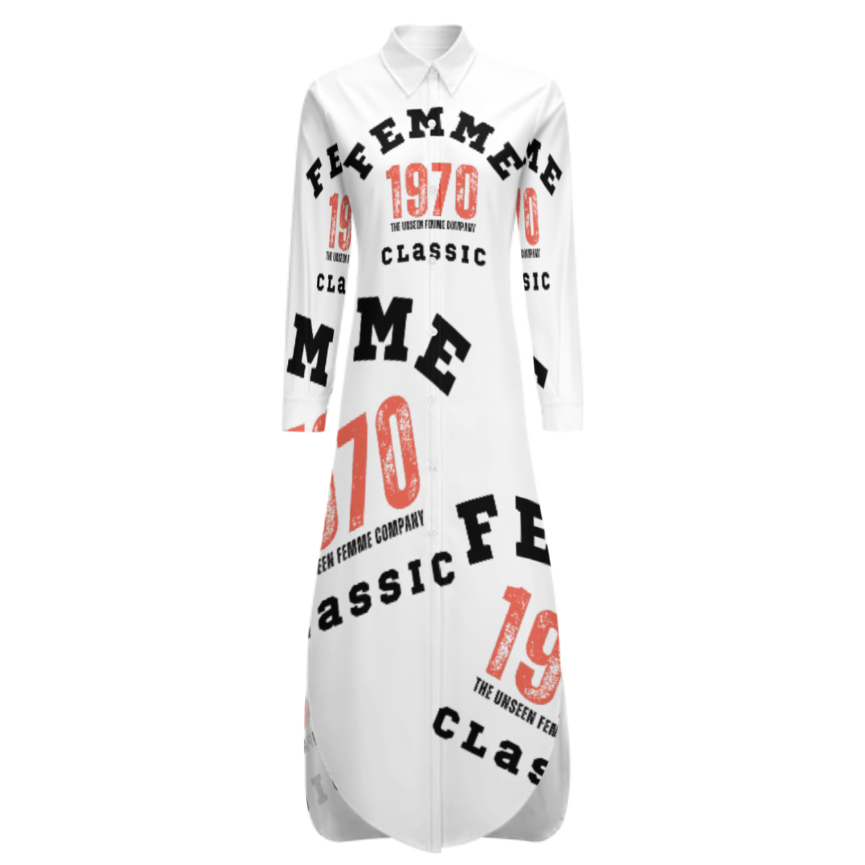 Femme 1970s Classic Buttin Down Shirt Dress 3 to 4 weeks (Delivery in US)