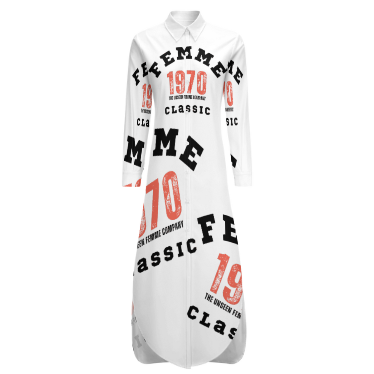 Femme 1970s Classic Buttin Down Shirt Dress 3 to 4 weeks (Delivery in US)