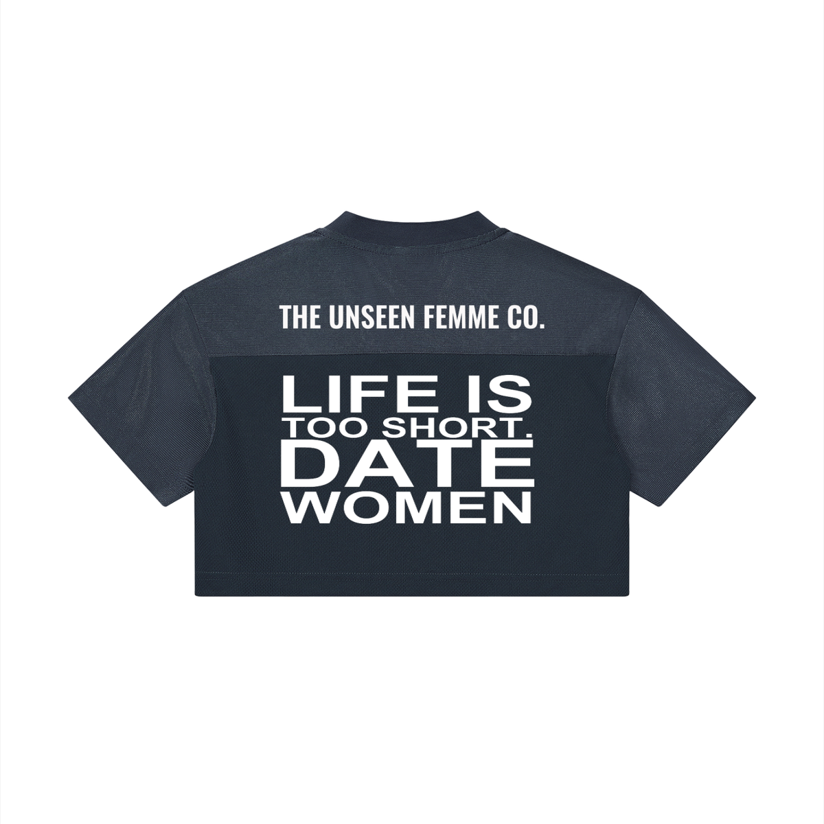 LIFE IS TOO SHORT DATE Women’s Cropped V-Neck Jersey