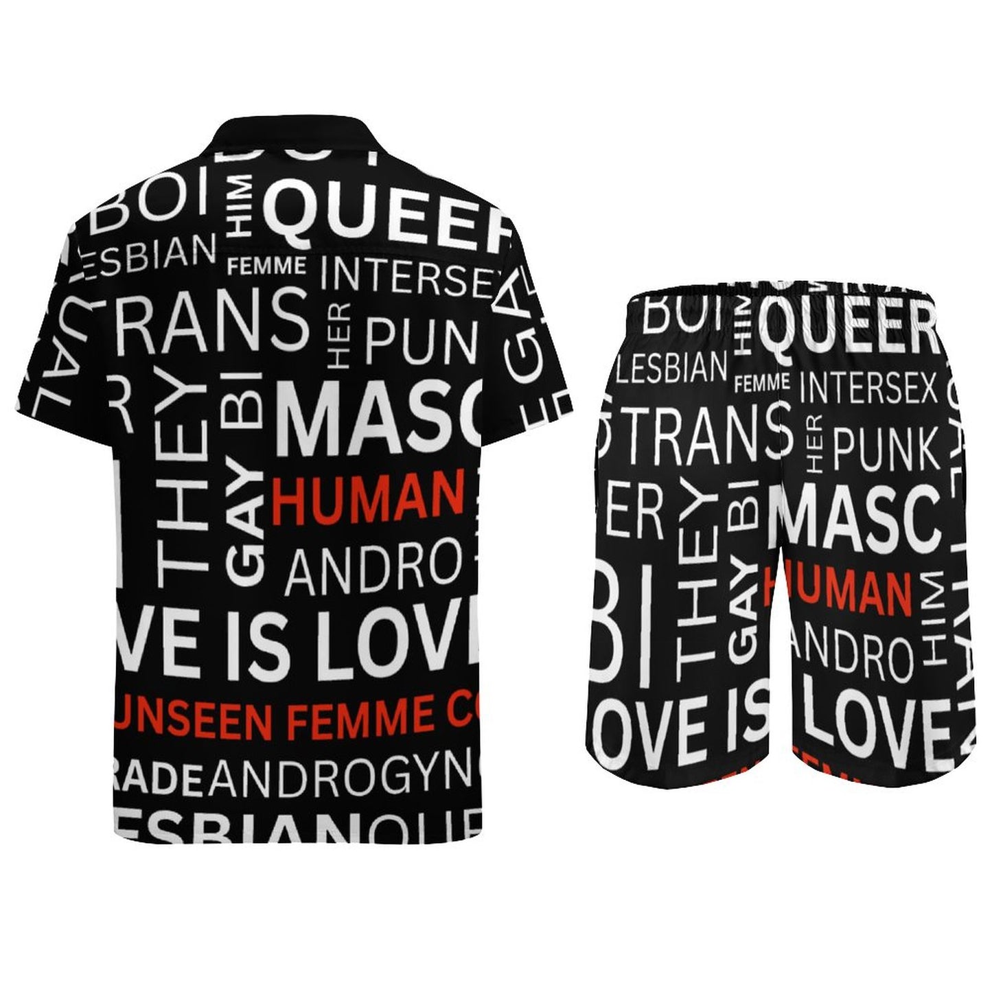 BLACK GAY WORDS SHORT SET