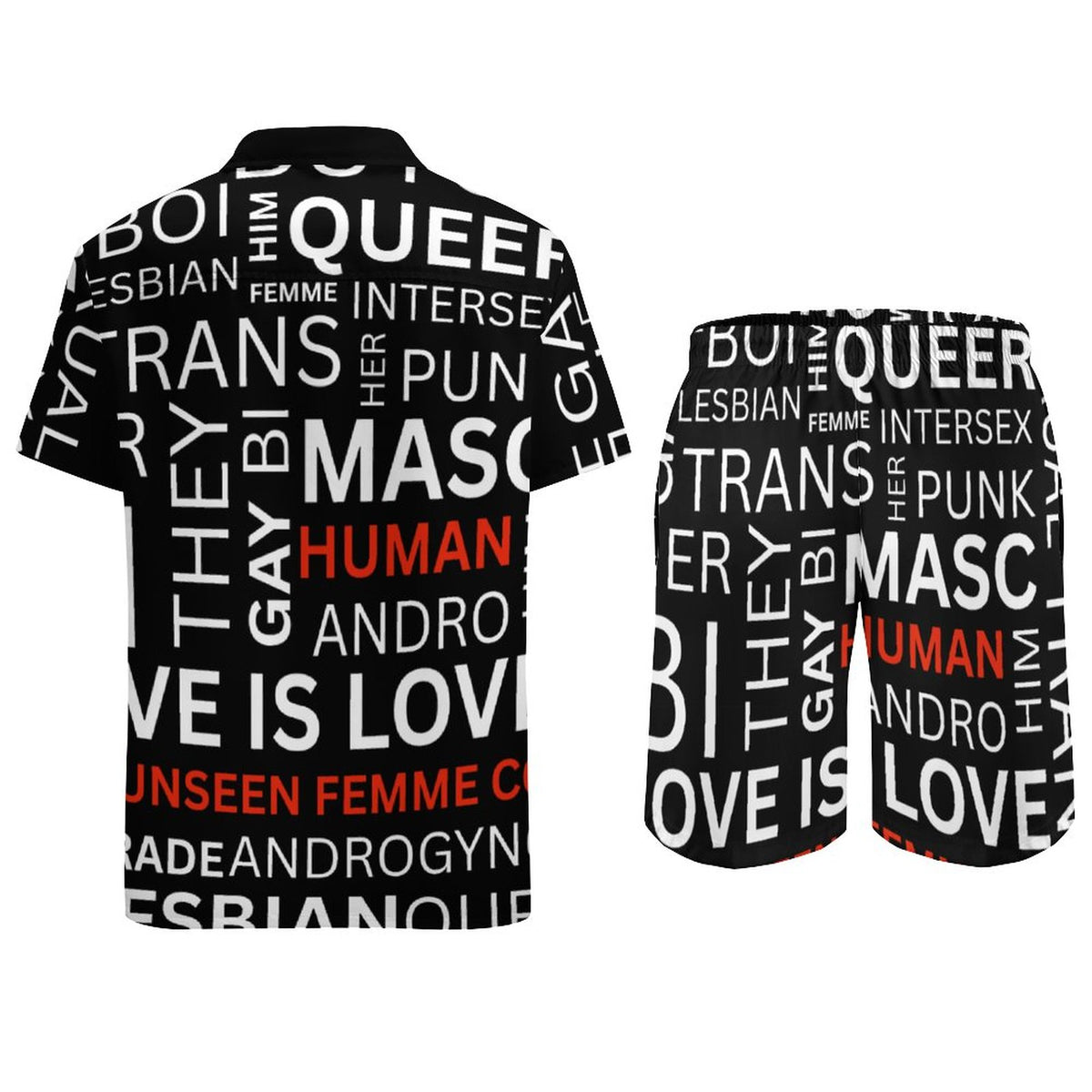 BLACK GAY WORDS SHORT SET