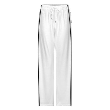 Unseen Femme WHITE  BLACK/GRAY Drawstring Women Wide Leg Pants