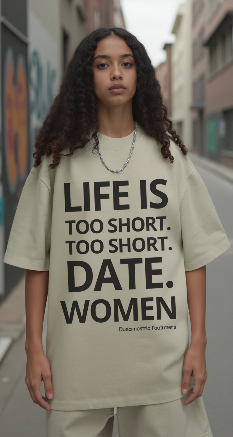 LIFE IS SHORT DATE WOMEN OVER SIZED  TEE SHIRT