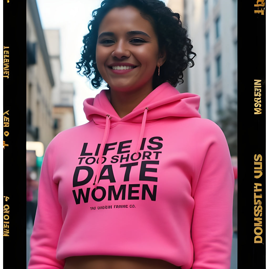 Life is Short Date Women Crop Hoodie - Trendy Women's Apparel