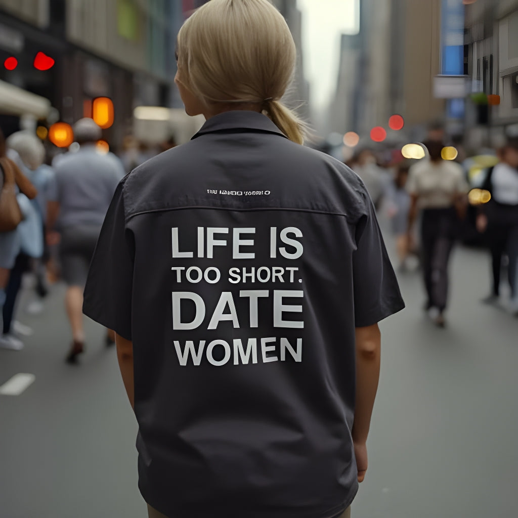 LIFE IS TOO SHORT. DATE WOMEN! Short Sleeve Shirt